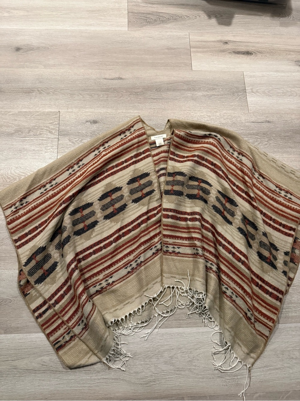 Knit Poncho with Fringe